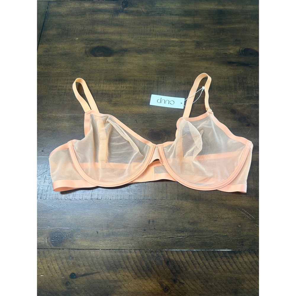 CUUP The Plunge‎ Mesh Bra Coral Underwire Sheer Unlined 44D 10301WU144DP15